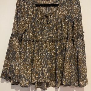Buddy Love Black and Gold Patterned Blouse